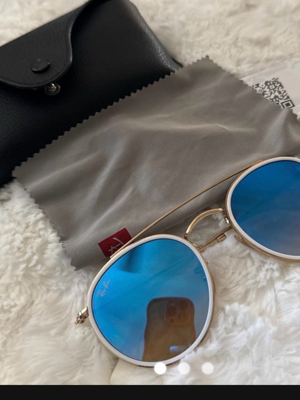 Ray-Ban Gold Frame Sunglasses with Blue Gradient Mirrors